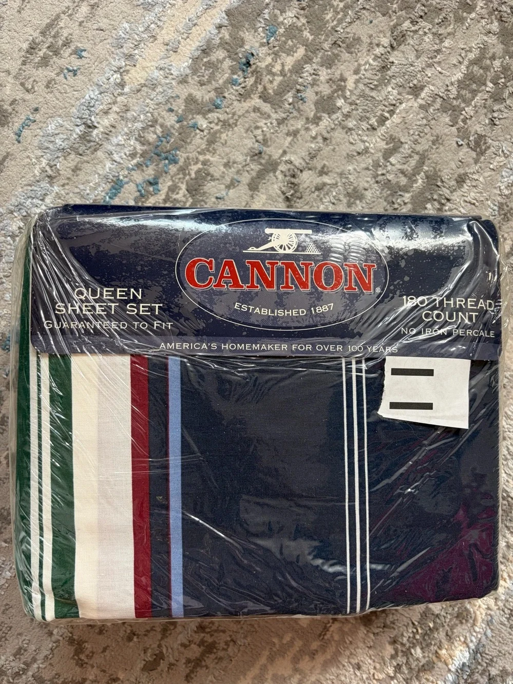 Canon Navy, White, Green and Red Striped Bedding Set